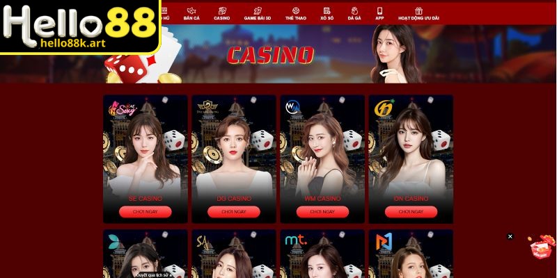 Giao diện casino HELLO88 chuyên nghiệp và hiện đại