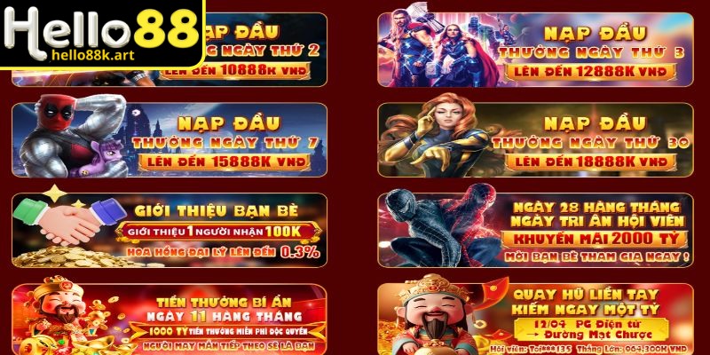 Ưu đãi hấp dẫn cho hội viên nạp tiền thành công tại HELLO88